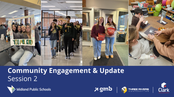 Photos of MPS students above a bar that says "Community Engagement Session & Update